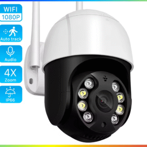 WiFi Outdoor Security Camera – 1080P HD, Auto Tracking, 4X Zoom, Two-Way Audio, IP66 Waterproof